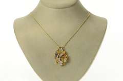 18K Yellow Gold JY Diamond Designer Butterfly Flower Statement Pendant