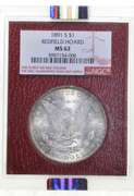 MS62 1891-S Morgan Silver Dollar - Redfield Hoard - Graded NGC