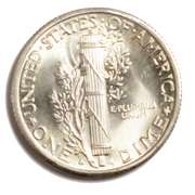 1943 S Utter Gem BU Full Split Bands Mercury Dime