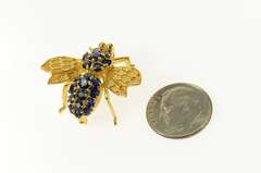 14K Yellow Gold Sapphire Encrusted Bumble Honey Bee Pin/Brooch