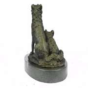 Miniature Wolf Family Bronze Sculpture