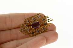 Gold Filled Retro Ornate Sim. Amethyst Statement Pin/Brooch