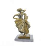 Dancer Bronze Sculpture on Marble Base Figurine