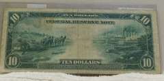 1914 Large Size $10 Fed Res Note circ   NOTE: Larger size higher denomination ($5, $10, etc) currency is much more rare than the $1 and $2 notes.  Few people, at the time, could afford to save them, since the purchasing power was so great.