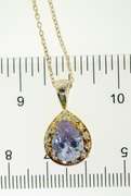 Sterling Silver Purple Stone Tear Drop Pendant With Chain
