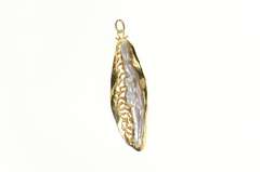 14K Yellow Gold Baroque Pearl Ornate Abstract Statement Pendant