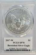 2017-W Burnished $1 Eagle. PCGS SP70 1 of 2500 Premier 1st Ed
