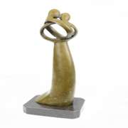 Male and Female Kissing Bronze Sculpture Marble Base Figurine