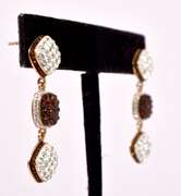 Rose Gold Plated Sterling Silver Alternating Clear And Amber Colored Earrings.