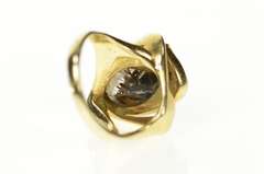 14K Yellow Gold Oval Rutilated Quartz Cabochon Statement Ring