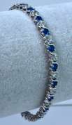 Sterling Silver Alternating Blue Gemstone Bracelet.