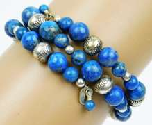 Carolyn Pollack Lapis & Sterling Beads Bracelet