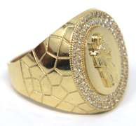 Men's Yellow Gold Saint Jude Ring with Cubic Zirconia