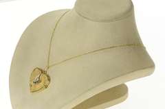 14K Yellow Gold 1940's Sapphire Diamond Heart 4 Photo Locket Pendant