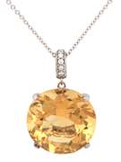 Powerful 18kt Citrine and Diamond Pendant on Chain