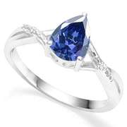 2.09 CARAT LAB TANZANITE & DIAMOND 925 STERLING SILVER RING