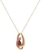 Attractive Rose Gold Ruby and Diamond Pendant on Chain