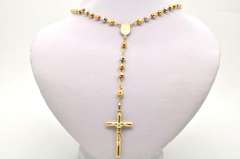 14 KT TRI COLOR ROSARY NECKLACE