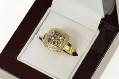 14K Yellow Gold 0.39 Ctw Fancy & White Diamond Halo Statement Ring