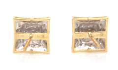 Nice Yellow Gold Diamond Sqaure Earrings