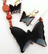 Vintage Lee Sands Butterfly Gemstone Necklace & Earrings
