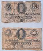 2 Series of Feb 17 50 Cent 1864 Notes