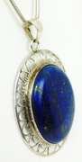 Massive Sterling Lapis Pendant & Long Chain