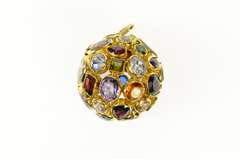18K Yellow Gold 1960's Multi Gemstone Sputnik Ball Statement Pendant