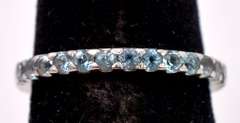 Brilliant Ladies Band Style Ring with Aquamarine Gemstones in 18K White Gold