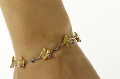14K Yellow Gold Denny Wong Diamond Ruby Hibiscus Two Tone Bracelet