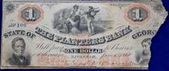 June 1st 1860 The Planters Bank Savannah GA One Dollar, Circulated And Torn.