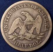 1854 Seated Liberty Half Dollar Arrows, Circulated.