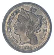 1865 Nickel Three-Cent Piece - Wipey