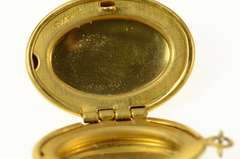 Gold Plated Two Tone Floral Fruit Motif Oval Photo Picture Pendant