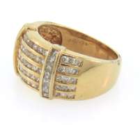 Multi row 14k yellow gold diamond channel set ring