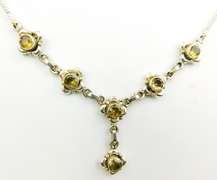 Pretty Sterling Silver Necklace of Citrines