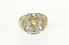 14K Yellow Gold Two Tone Eagle Masonic Enamel 4.8mm Setting Ring