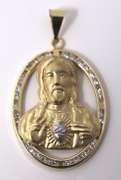 Yellow Gold Jesus Pendant with Cubic Zirconia