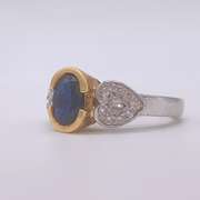 18kt Gold, Blue Sapphire, & Diamond Ring