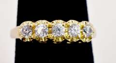 Sparkling 14K Yellow Gold Ring with Mounted CZ Crystals