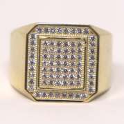 Dazzling Yellow Gold Cluster Ring  With CZ Stones