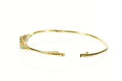 14K Yellow Gold Emerald Diamond Retro Bypass Bangle Bracelet