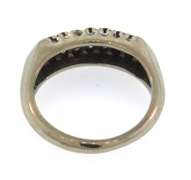 14k white gold diamond band ring with shared prong setting