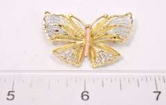 Wonderful Tri-Color Butterfly Pin in 14KT Gold