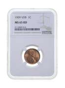 MS65 RD 1909 VDB Lincoln Wheat Cent - Graded NGC