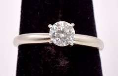 Classic Solitaire Diamond Set in Engraved 14K White Gold Ring