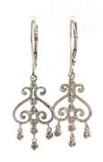 Fabulous White Gold Art Deco Diamond Dangle Earrings