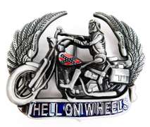 Large Hell on Wheels Motorcycle Belt Buckle