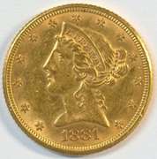 Lovely BU 1881 US $5 Liberty Gold Piece