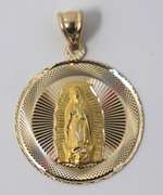 Stunning Yellow Gold Saint Jude Round Pendant